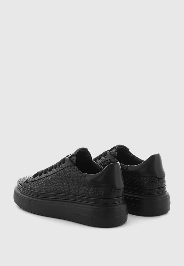 SNEAKERSY ELAN Z WĘŻOWYM TŁOCZENIEM CZARNA