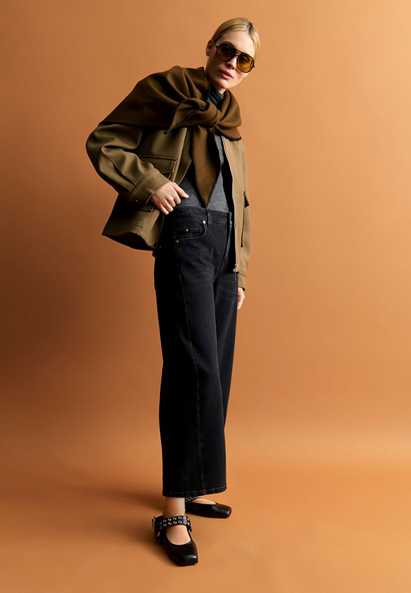 SPODNIE JEANSOWE ORIA O-SHAPE CZARNE