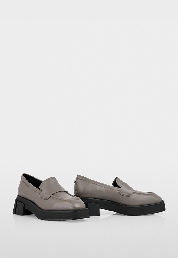 LOAFERSY SKÓRZANA NA PLATFORMIE SZARE