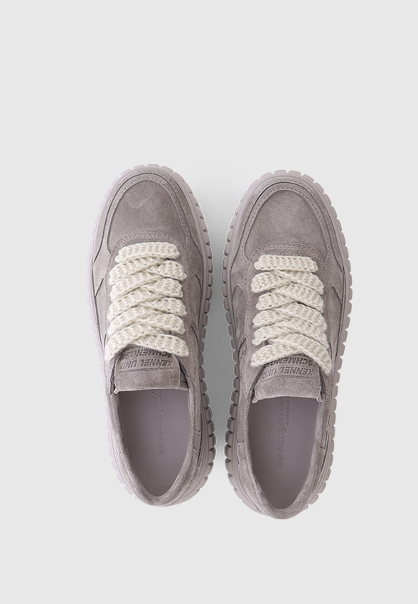 SNEAKERSY ZAP Z ZAMSZOWEJ SKÓRY JASNO-SZARE