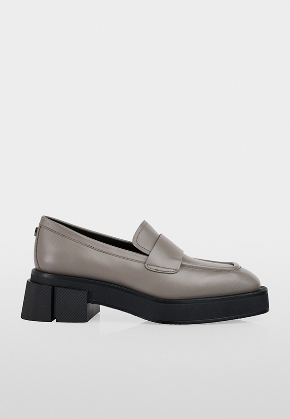 LOAFERSY SKÓRZANA NA PLATFORMIE SZARE