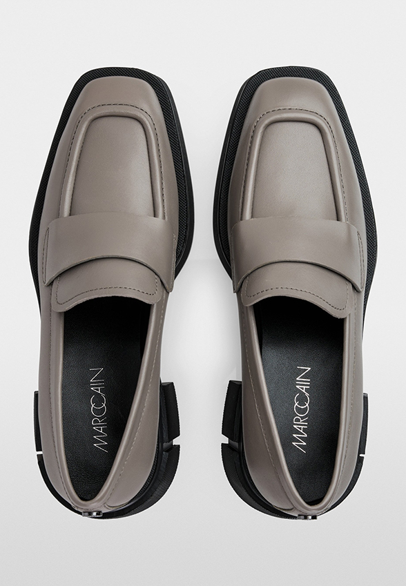 LOAFERSY SKÓRZANA NA PLATFORMIE SZARE