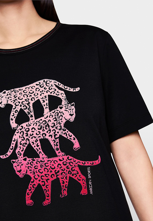T-SHIRT Z AKSAMITNYM NADRUKIEM CZARNY