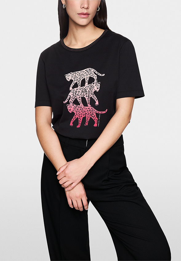 T-SHIRT Z AKSAMITNYM NADRUKIEM CZARNY
