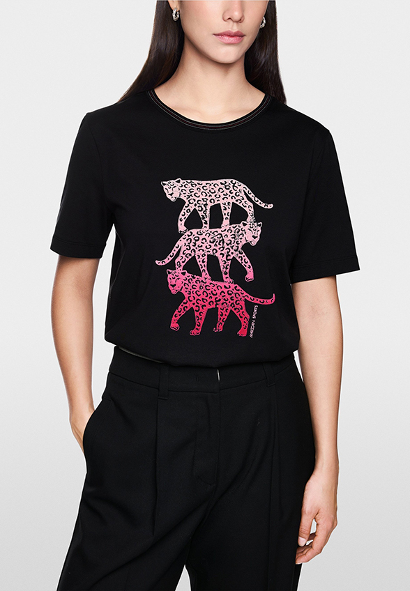 T-SHIRT Z AKSAMITNYM NADRUKIEM CZARNY