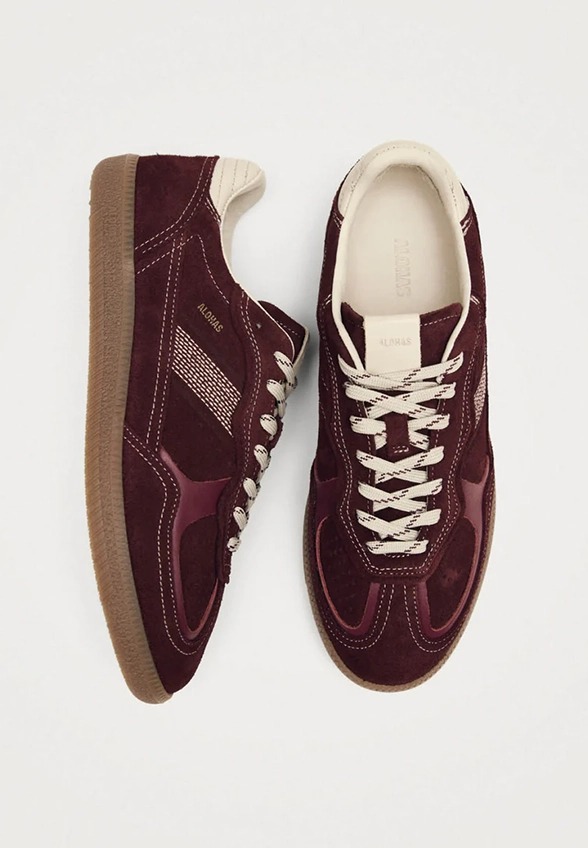 SNEAKERSY TB.490 RIFE Z ZAMSZOWEJ SKÓRY BORDOWE