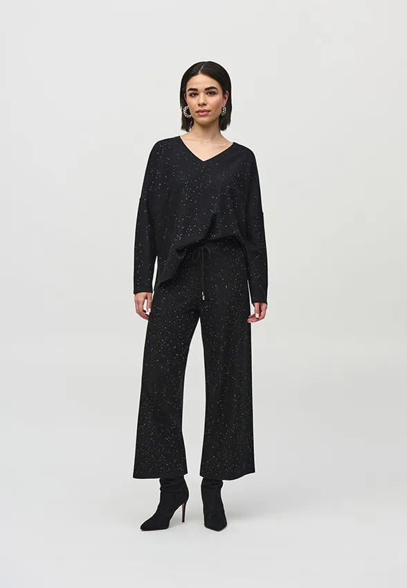 SWETER Z CEKINOWEJ DZIANINY CZARNY