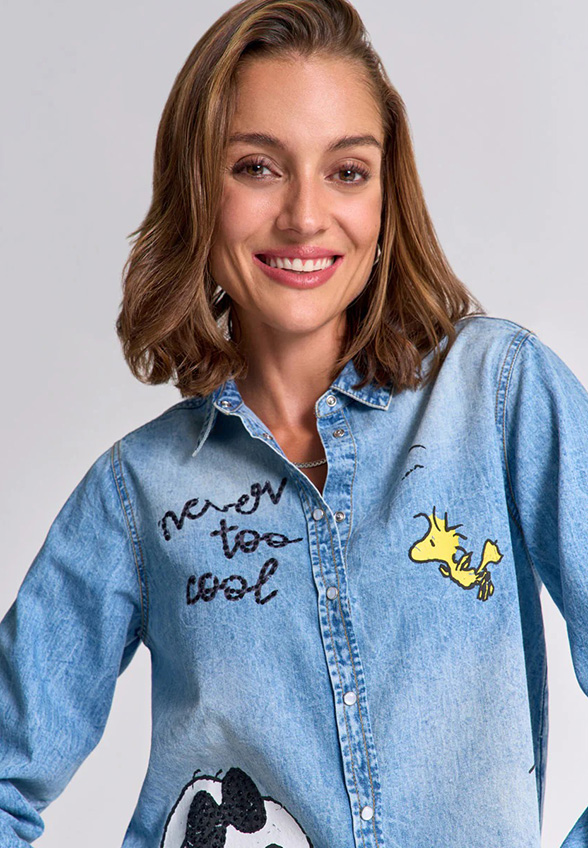 KOSZULA DENIMOWA SNOOPY NIEBIESKA