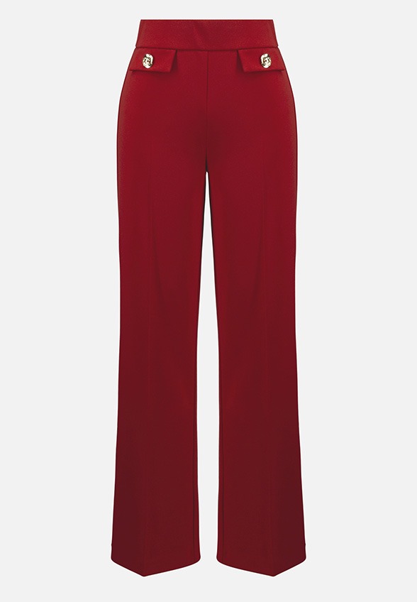 SPODNIE WIDE-LEG ZE SCUBA KREPY CZERWONE