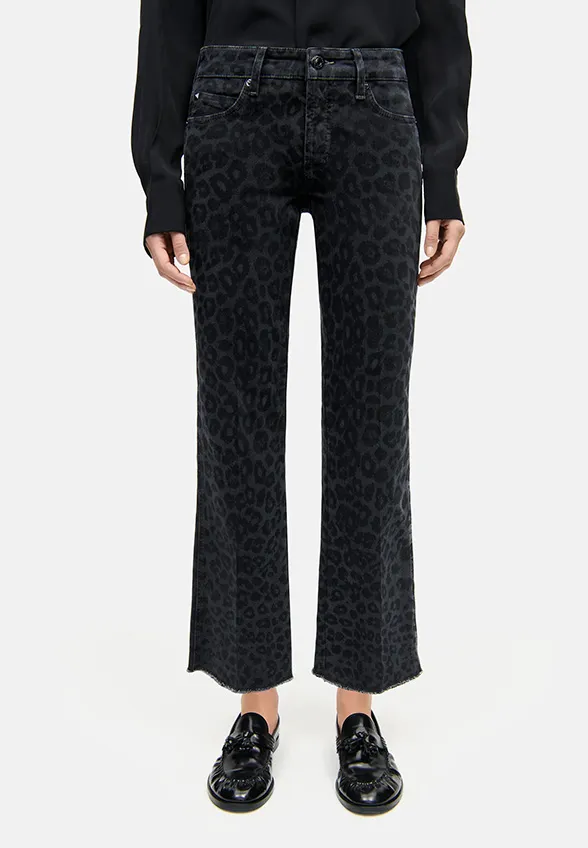 SPODNIE JEANSOWE FRANCESCA FLARED-FIT CROPPED GRAFITOWE