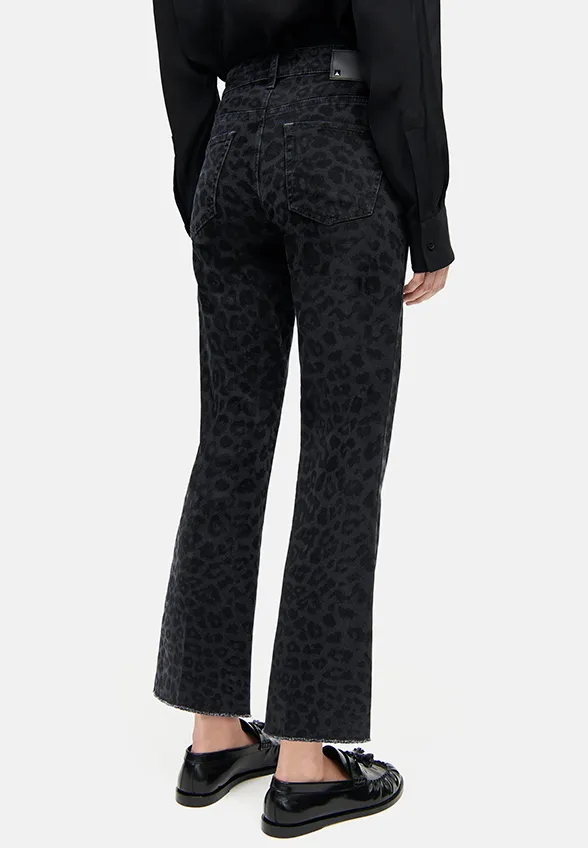 SPODNIE JEANSOWE FRANCESCA FLARED-FIT CROPPED GRAFITOWE