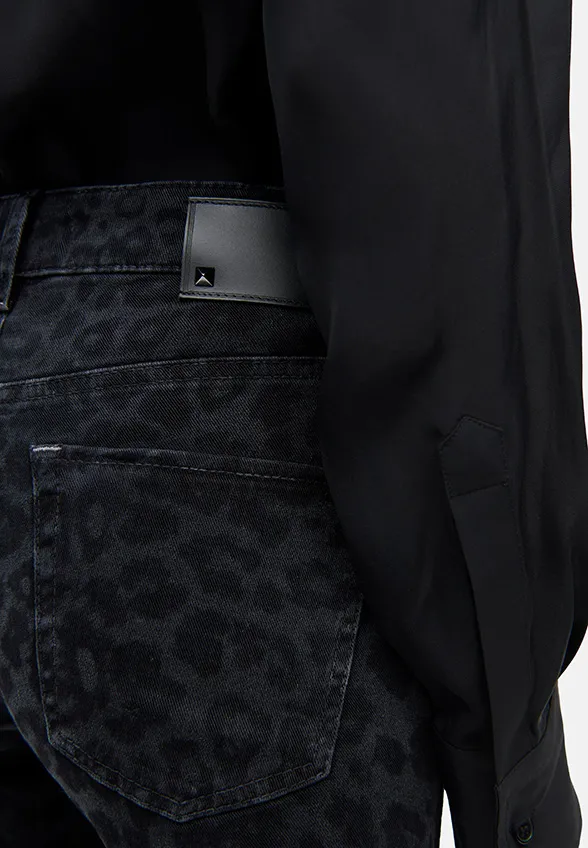 SPODNIE JEANSOWE FRANCESCA FLARED-FIT CROPPED GRAFITOWE