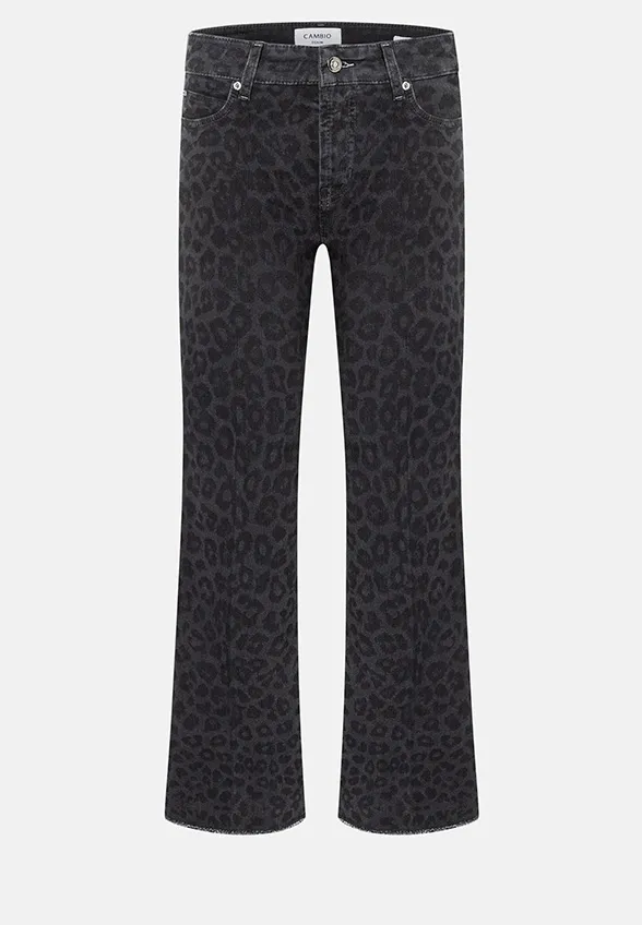 SPODNIE JEANSOWE FRANCESCA FLARED-FIT CROPPED GRAFITOWE