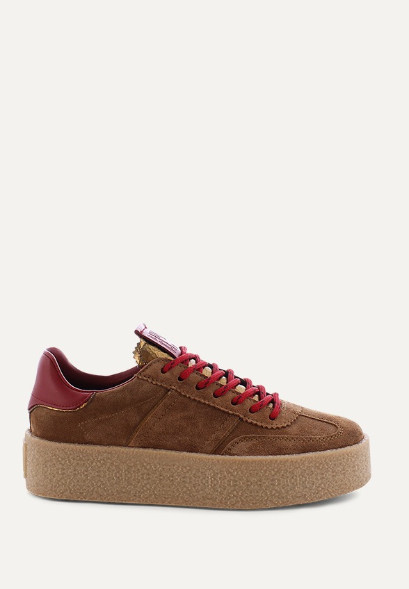 SNEAKERSY BAZAR Z ZAMSZOWEJ SKÓRY KONIAKOWY BRĄZ