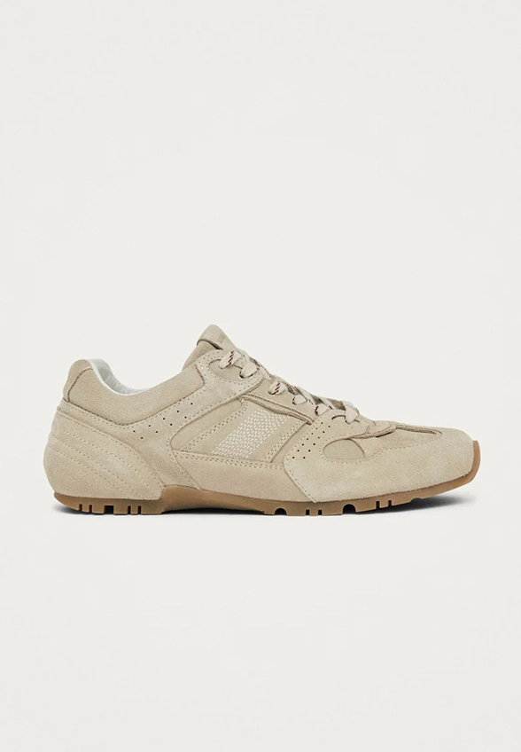 SNEAKERSY TB.56 Z ZAMSZOWEJ SKÓRY KREMOWE