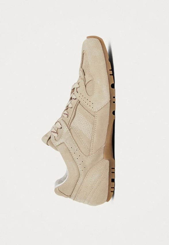 SNEAKERSY TB.56 Z ZAMSZOWEJ SKÓRY KREMOWE