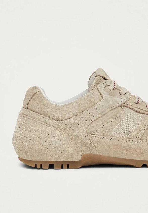 SNEAKERSY TB.56 Z ZAMSZOWEJ SKÓRY KREMOWE