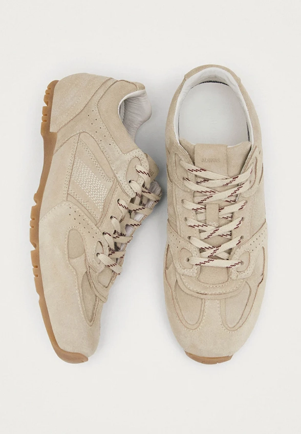 SNEAKERSY TB.56 Z ZAMSZOWEJ SKÓRY KREMOWE