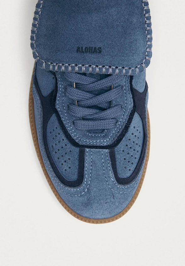 SNEAKERSY TB.490 CLUB Z ZAMSZOWEJ SKÓRY DENIMOWY BŁĘKIT