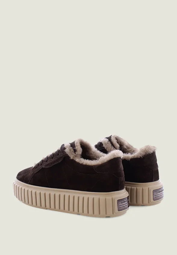 SNEAKERSY ZAP ZE SKÓRY JAGNIĘCEJ CZEKOLADOWY BRĄZ