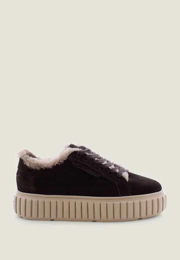 SNEAKERSY ZAP ZE SKÓRY JAGNIĘCEJ CZEKOLADOWY BRĄZ
