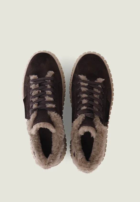 SNEAKERSY ZAP ZE SKÓRY JAGNIĘCEJ CZEKOLADOWY BRĄZ