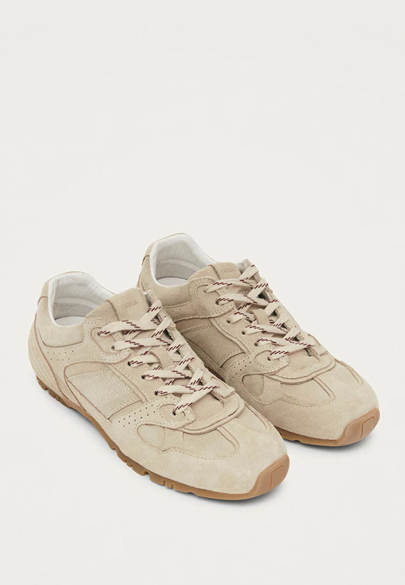 SNEAKERSY TB.56 Z ZAMSZOWEJ SKÓRY KREMOWE