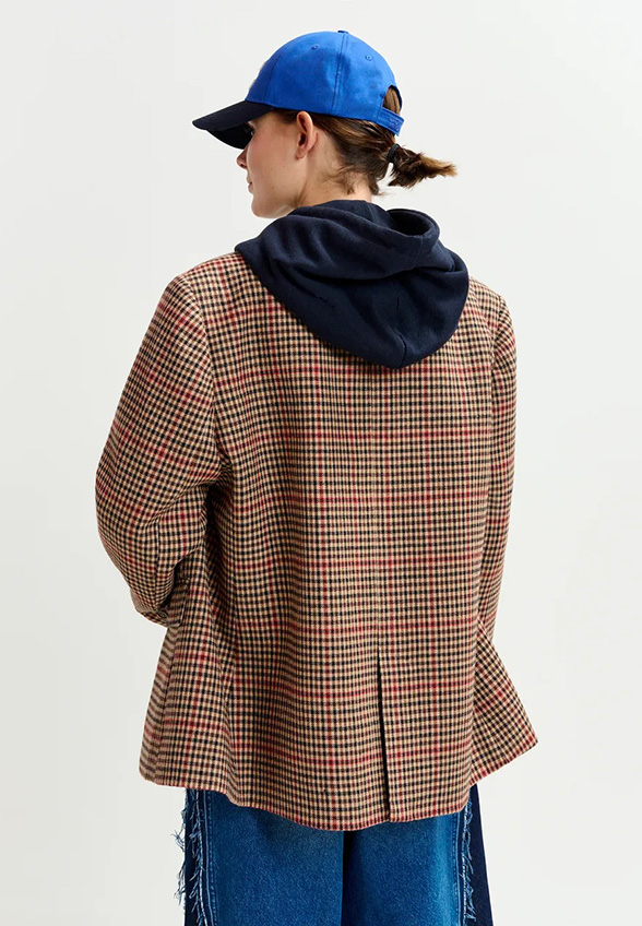 MARYNARKA OVERSIZE W KRATĘ BRĄZOWA