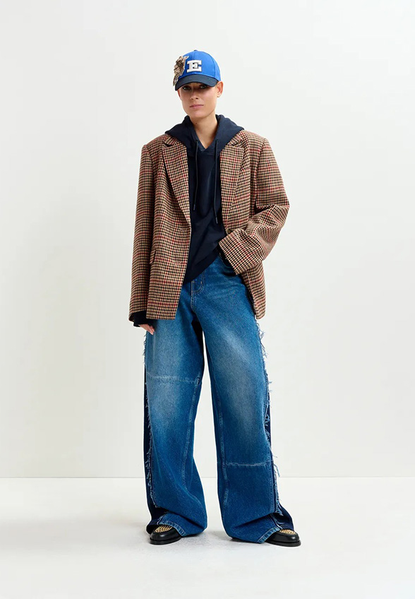 MARYNARKA OVERSIZE W KRATĘ BRĄZOWA