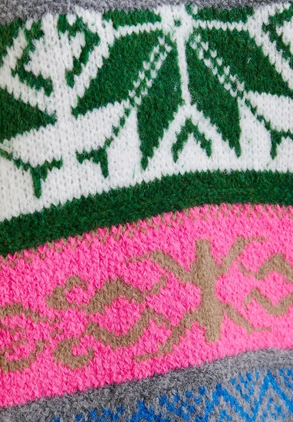 SWETER ŻAKARDOWY Z MELANŻOWEJ DZIANINY WIELOKOLOROWY