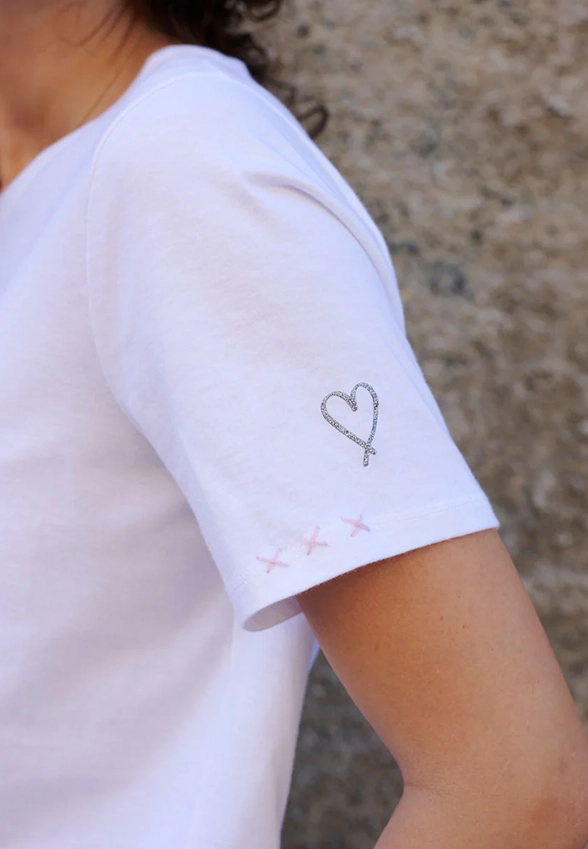 T-SHIRT BAWEŁNIANY Z MOTYWEM JELENIA BIAŁY