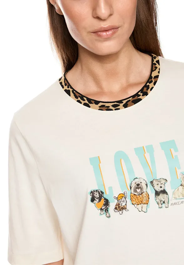 T-SHIRT Z PRINTEM LOVE KREMOWY