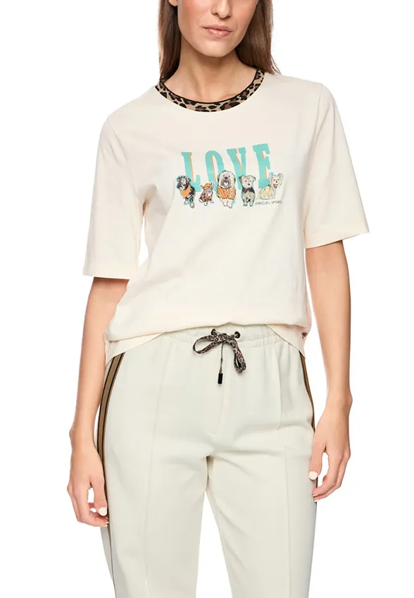 T-SHIRT Z PRINTEM LOVE KREMOWY