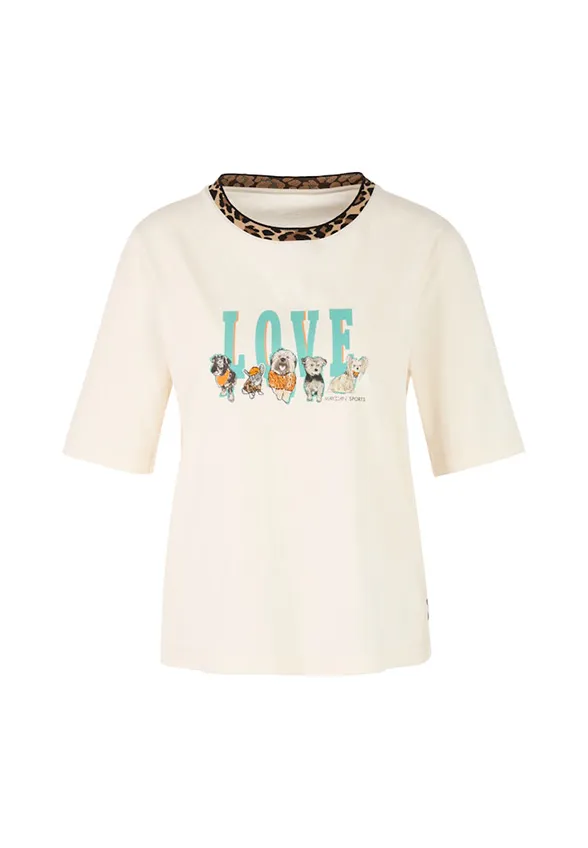 T-SHIRT Z PRINTEM LOVE KREMOWY