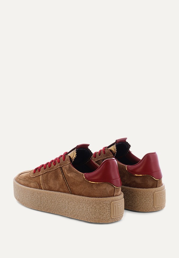 SNEAKERSY BAZAR Z ZAMSZOWEJ SKÓRY KONIAKOWY BRĄZ