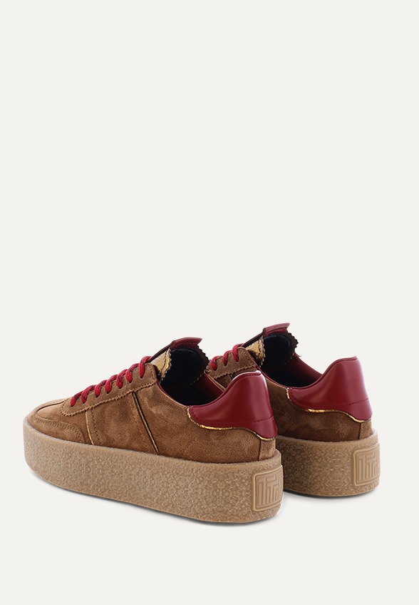 SNEAKERSY BAZAR Z ZAMSZOWEJ SKÓRY KONIAKOWY BRĄZ