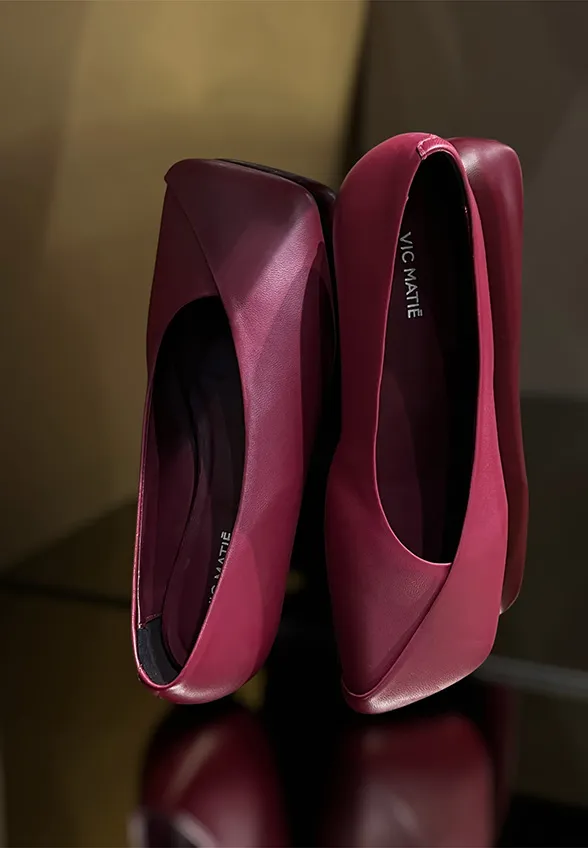 BALERINY SKÓRZANE Z ZAKŁADKĄ CIEMNA CZERWIEŃ