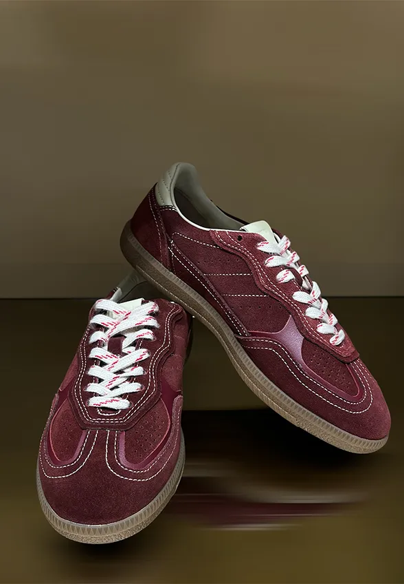 SNEAKERSY TB.490 RIFE Z ZAMSZOWEJ SKÓRY BORDOWE