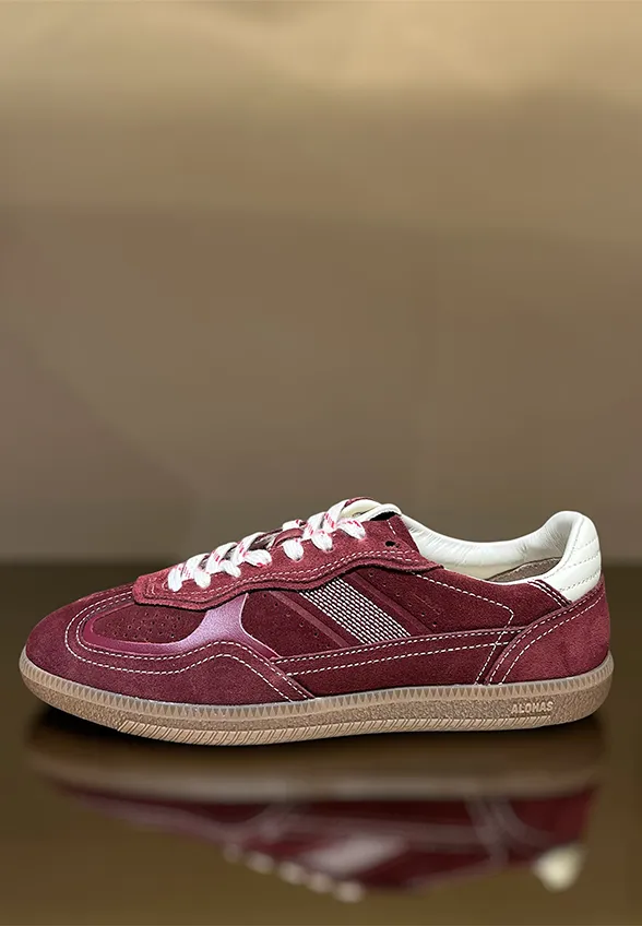 SNEAKERSY TB.490 RIFE Z ZAMSZOWEJ SKÓRY BORDOWE