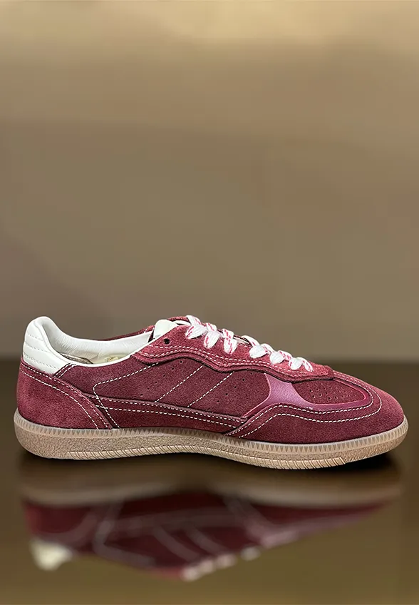 SNEAKERSY TB.490 RIFE Z ZAMSZOWEJ SKÓRY BORDOWE