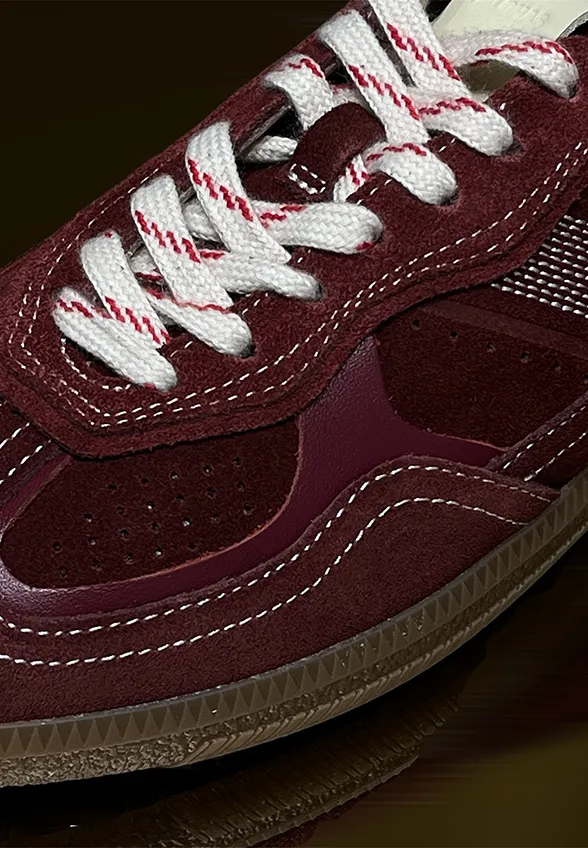 SNEAKERSY TB.490 RIFE Z ZAMSZOWEJ SKÓRY BORDOWE