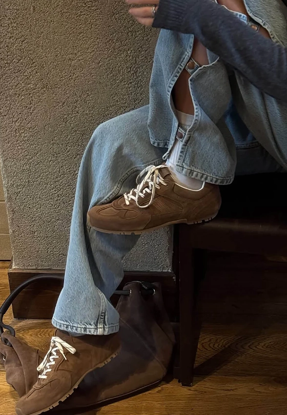 SNEAKERSY TB.56 Z ZAMSZOWEJ SKÓRY KARMELOWY BRĄZ