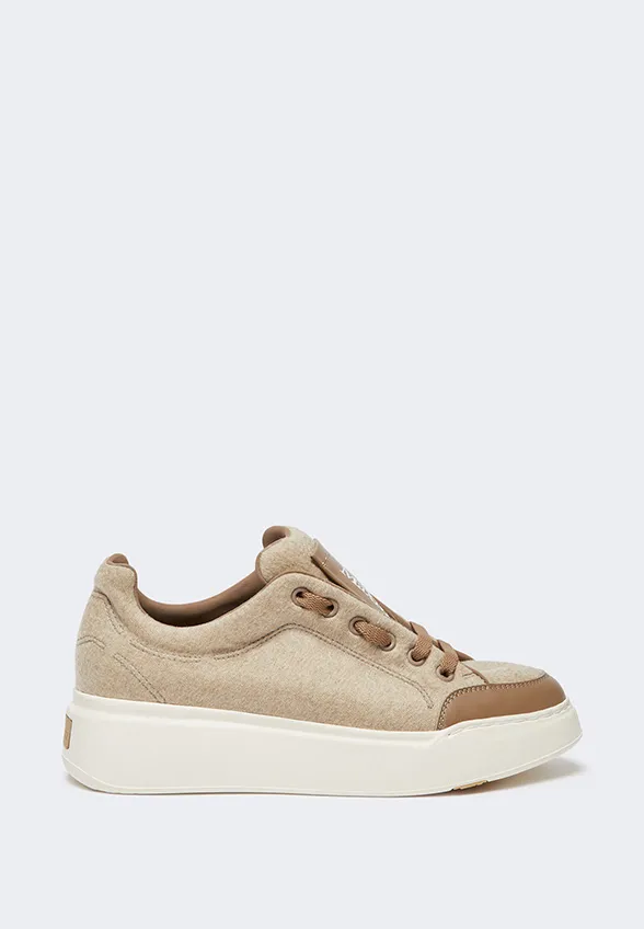 SNEAKERSY MAXIWS Z CZYSTEGO KASZMIRU I SKÓRY BEŻOWE