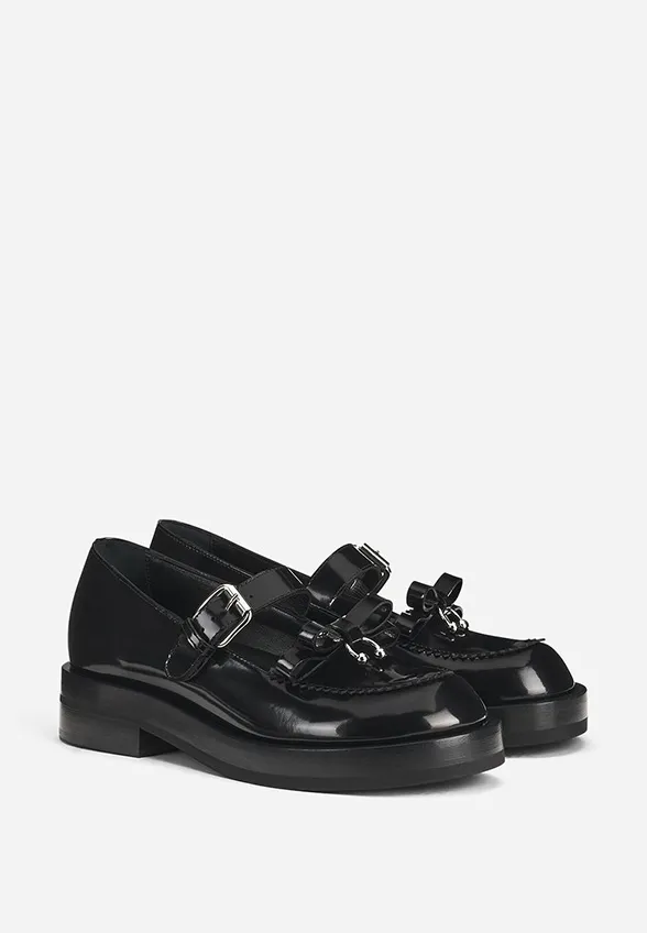 LOAFERSY SKÓRZANE TRUDY RIBBON CZARNE