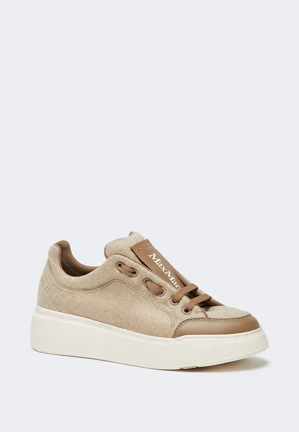 SNEAKERSY MAXIWS Z CZYSTEGO KASZMIRU I SKÓRY BEŻOWE