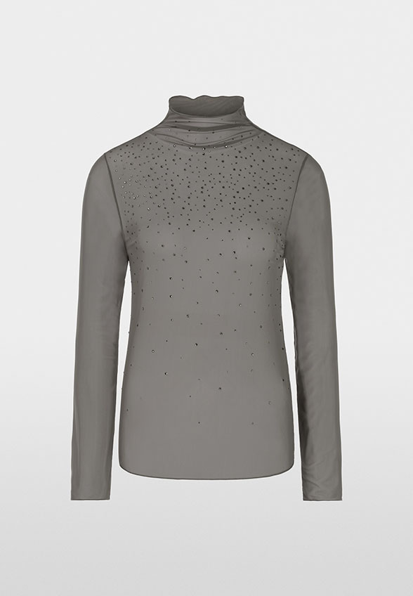 LONGSLEEVE Z GOLFEM I BŁYSZCZĄCYMI KAMIENIAMI SZARY