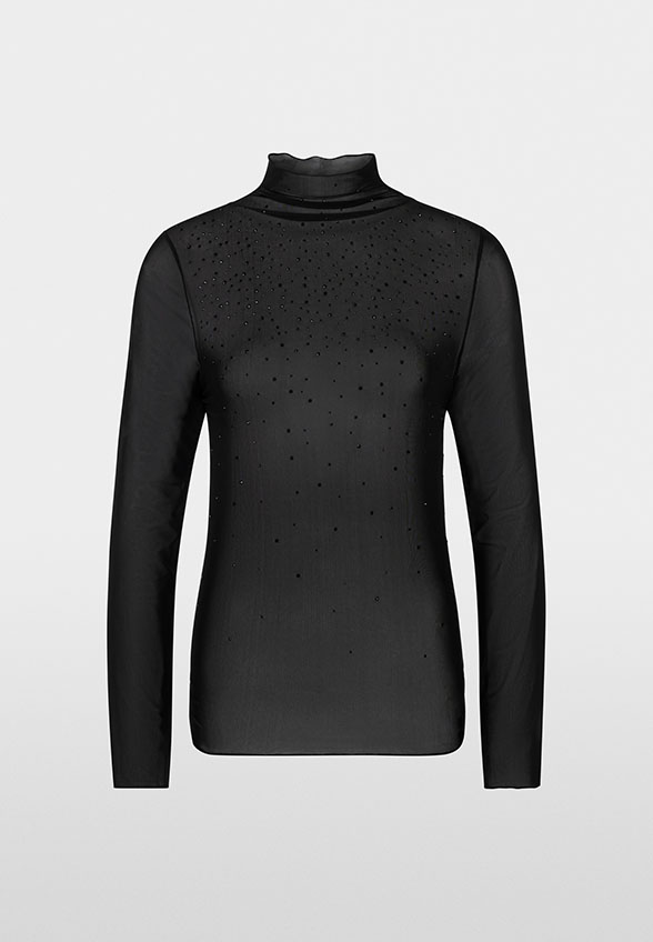 LONGSLEEVE Z GOLFEM I BŁYSZCZACYMI KAMIENIAMI CZARNY