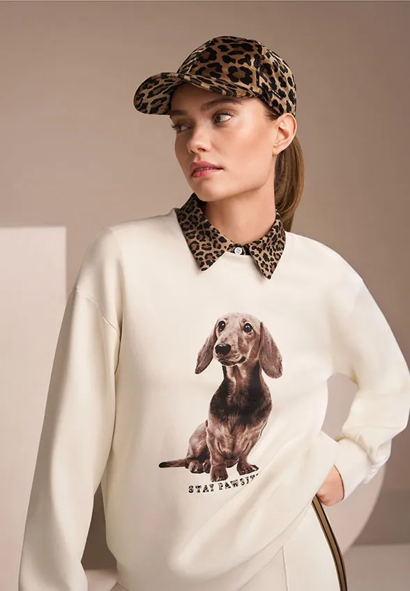 BLUZA Z NADRUKIEM JAMNIKA KREMOWA
