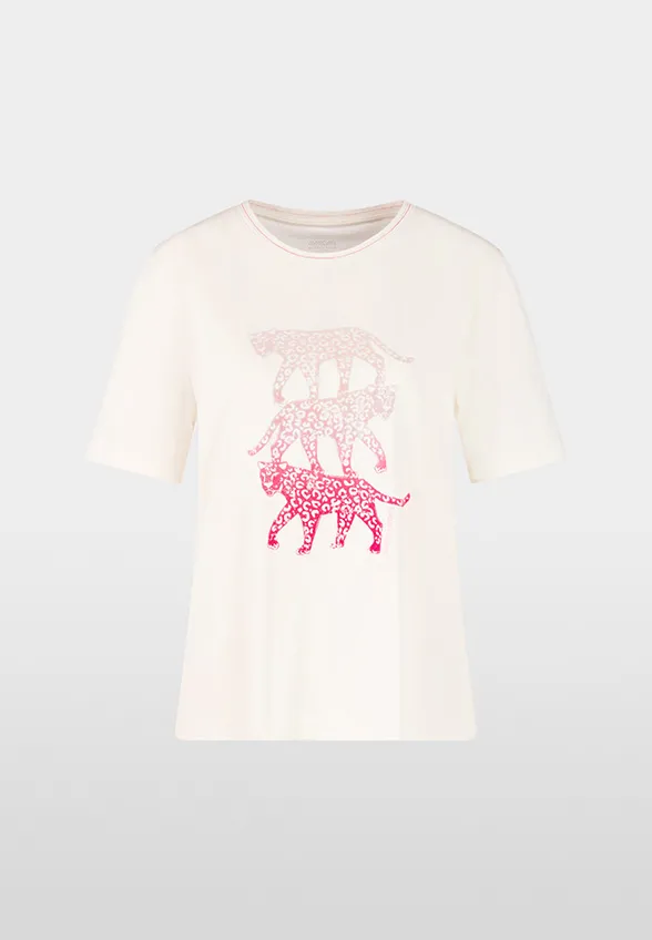 T-SHIRT Z AKSAMITNYM NADRUKIEM KREMOWY