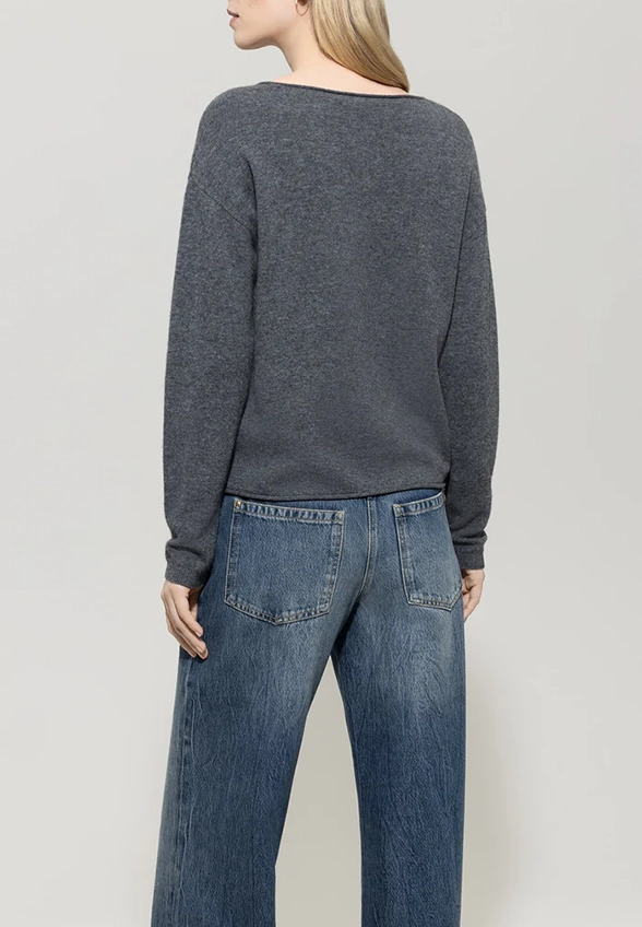 SWETER KASZMIROWY CIEMNO-SZARY